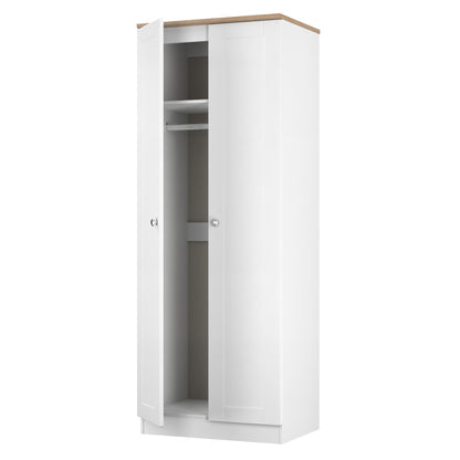 Sussex Tall Wardrobe White & Light Oak 1 Shelf 74cm