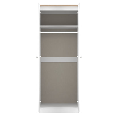Sussex Tall Wardrobe White & Light Oak 1 Shelf 74cm