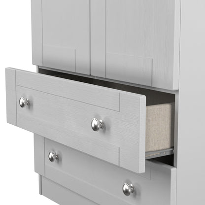 Sussex Tall Wardrobe Grey & Light Oak 2 Drawers 74cm