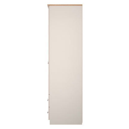 Sussex Tall Wardrobe Off-white & Light Oak 2 Drawers 74cm