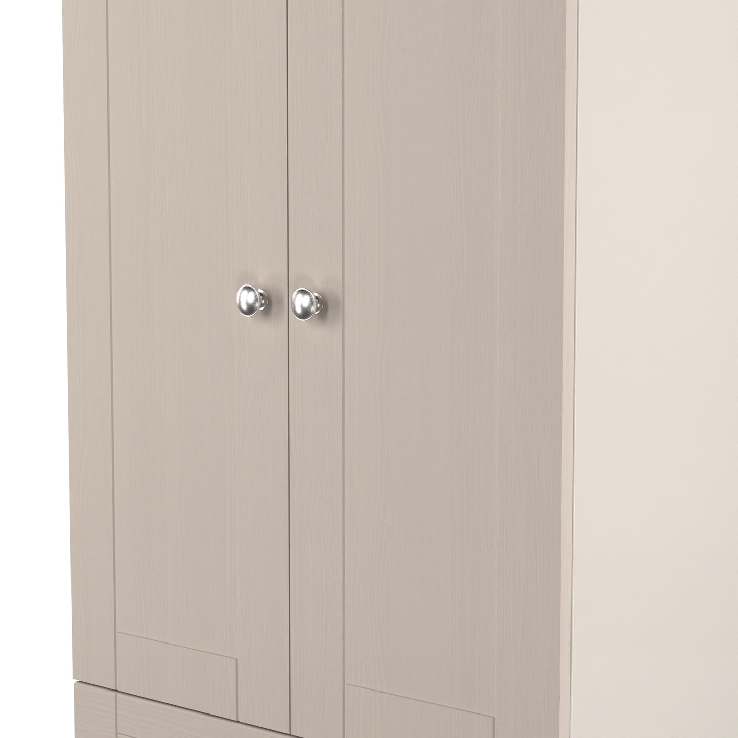 Sussex Tall Wardrobe Off-white & Light Oak 2 Drawers 74cm