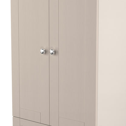 Sussex Tall Wardrobe Off-white & Light Oak 2 Drawers 74cm