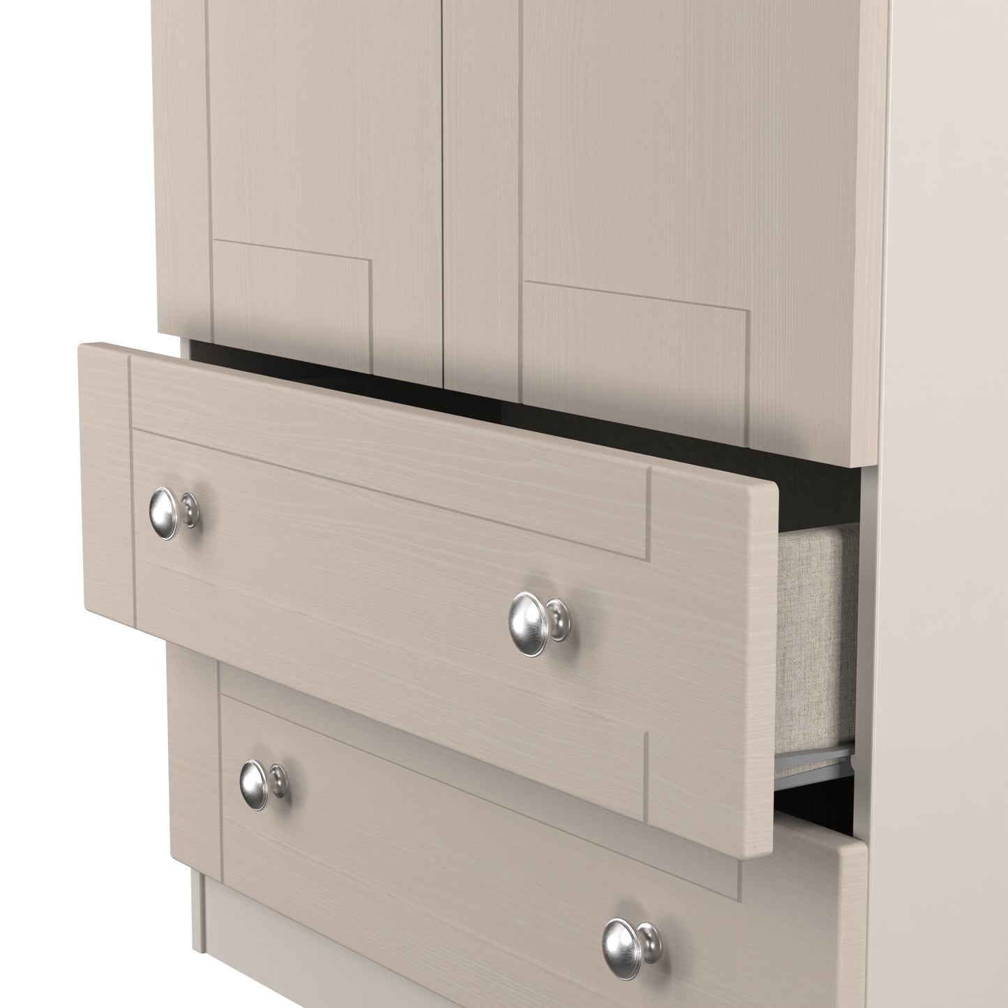 Sussex Tall Wardrobe Off-white & Light Oak 2 Drawers 74cm