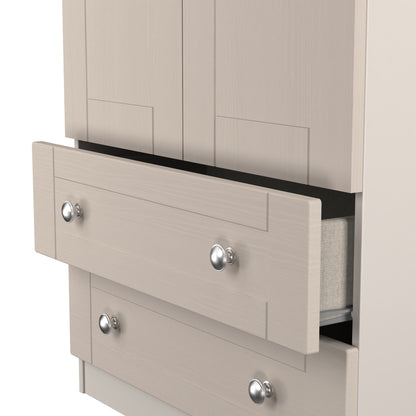 Sussex Tall Wardrobe Off-white & Light Oak 2 Drawers 74cm