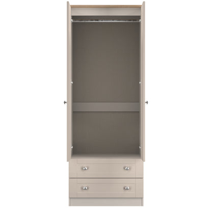 Sussex Tall Wardrobe Off-white & Light Oak 2 Drawers 74cm