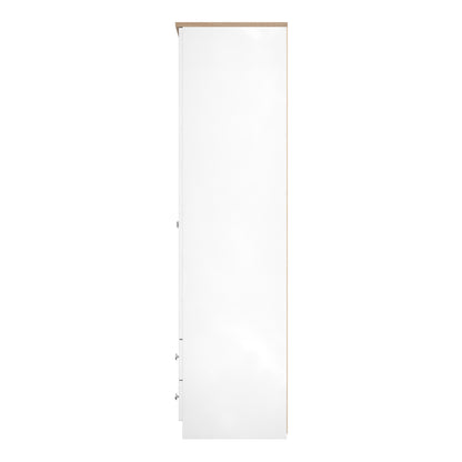 Sussex Tall Wardrobe White & Light Oak 2 Drawers 74cm