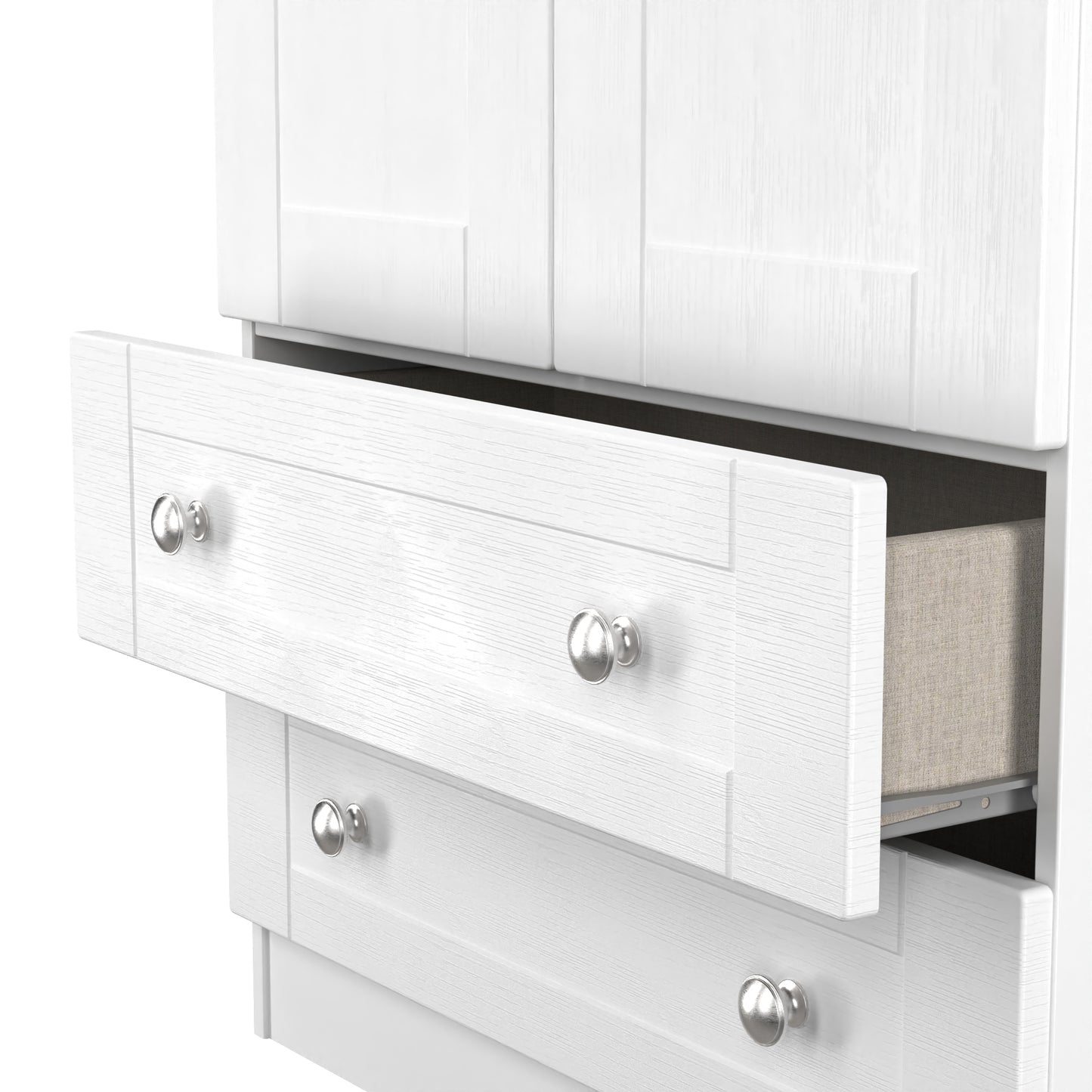 Sussex Tall Wardrobe White & Light Oak 2 Drawers 74cm