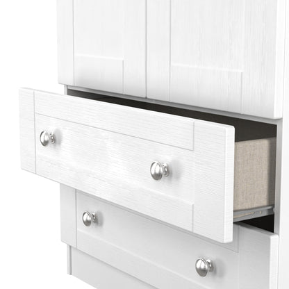 Sussex Tall Wardrobe White & Light Oak 2 Drawers 74cm