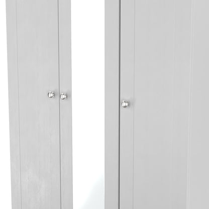 Sussex Tall Mirror Wardrobe Grey & Light Oak 1 Shelf 111cm
