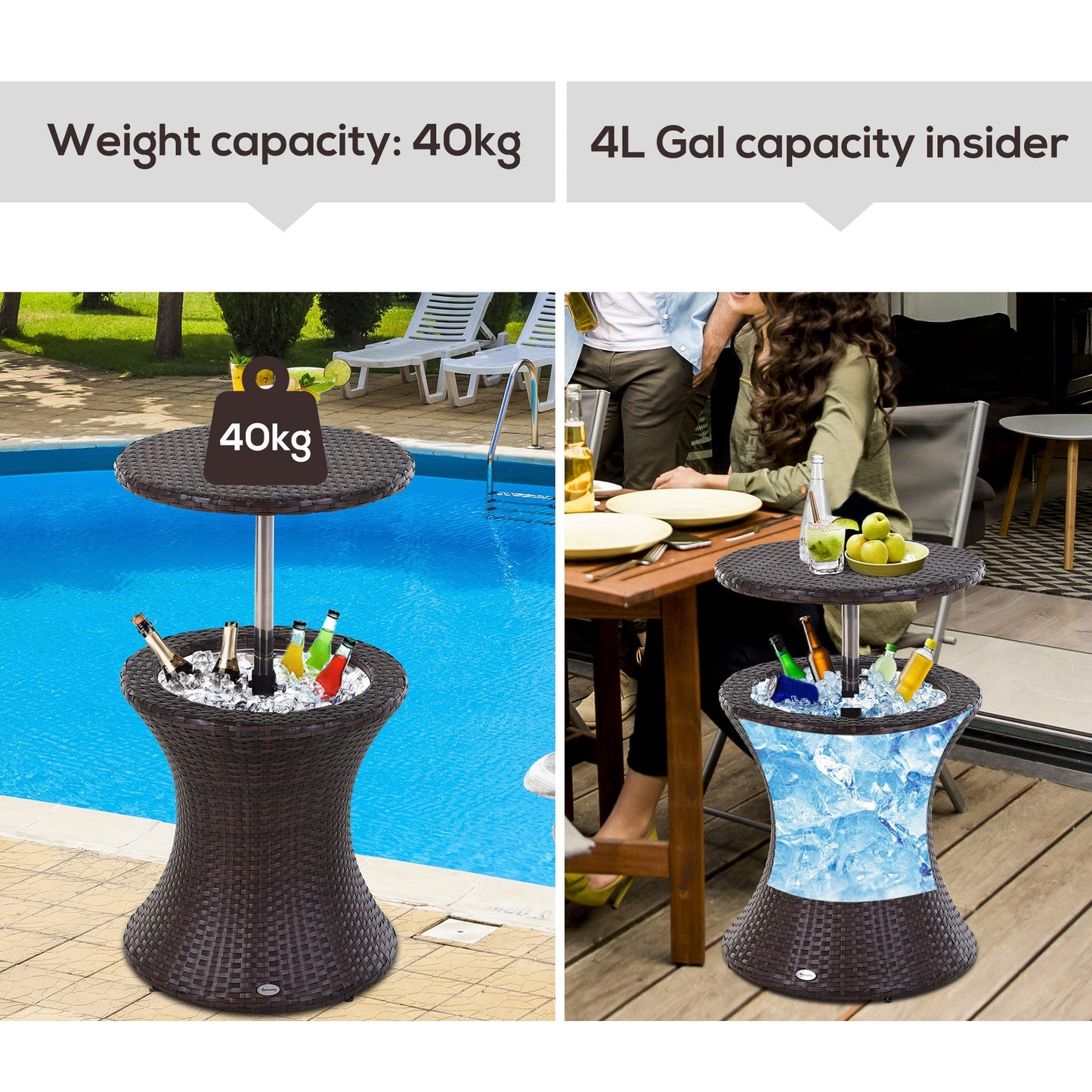 PE Rattan Ice Bucket Table