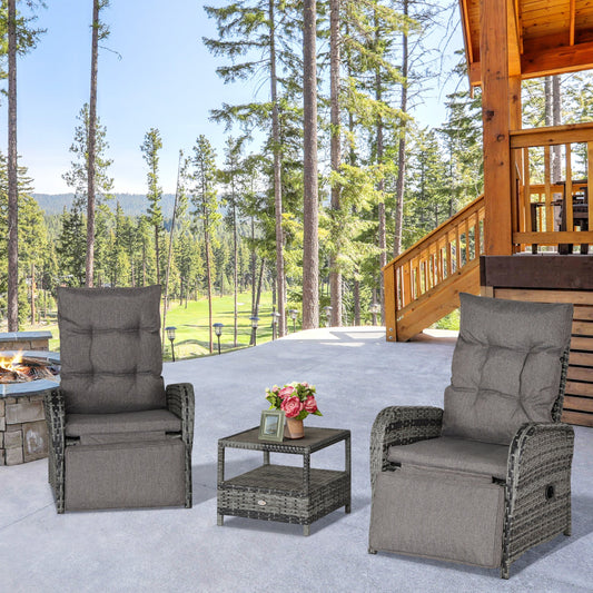 2 Seater Patio Rattan Wicker Chaise Lounge Sofa Set w/ Cushion for Patio Yard Porch