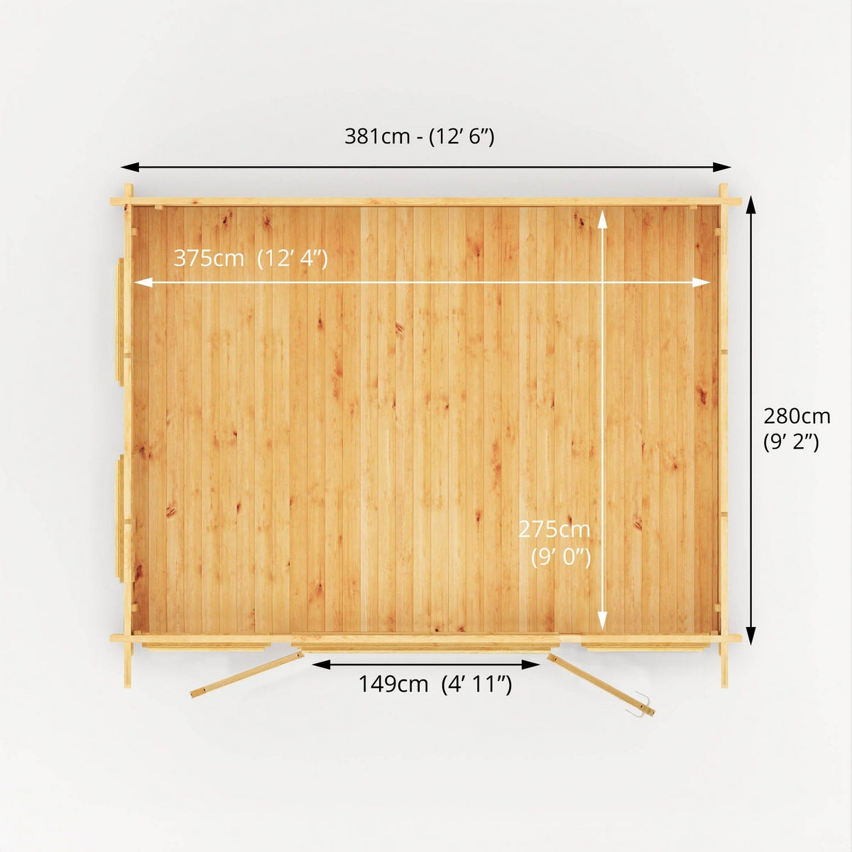 Mercia Studio 10' 11" x 13' 2" Pent Log Cabin - Premium 28mm Cladding Loglap