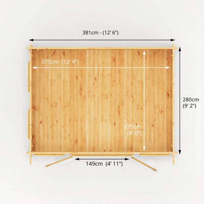 Mercia Studio 10' 11" x 13' 2" Pent Log Cabin - Premium 28mm Cladding Loglap