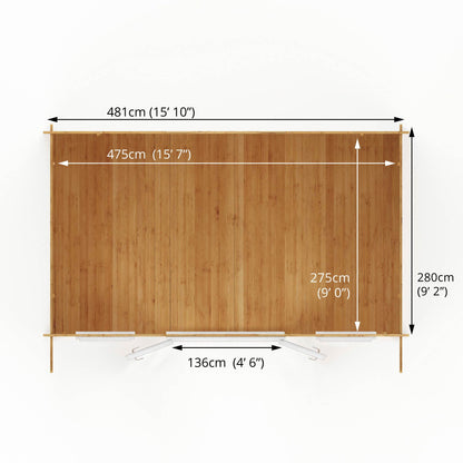 Mercia Retreat 11' 3" x 16' 10" Apex Log Cabin - Premium 44mm Cladding Loglap - White UPVC