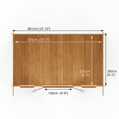 Mercia Retreat 11' 3" x 16' 10" Apex Log Cabin - Premium 44mm Cladding Loglap - Brown UPVC