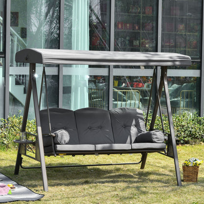 Outsunny 3 Seater Garden Swing Chair Outdoor Hammock Bench w/ Adjustable Canopy