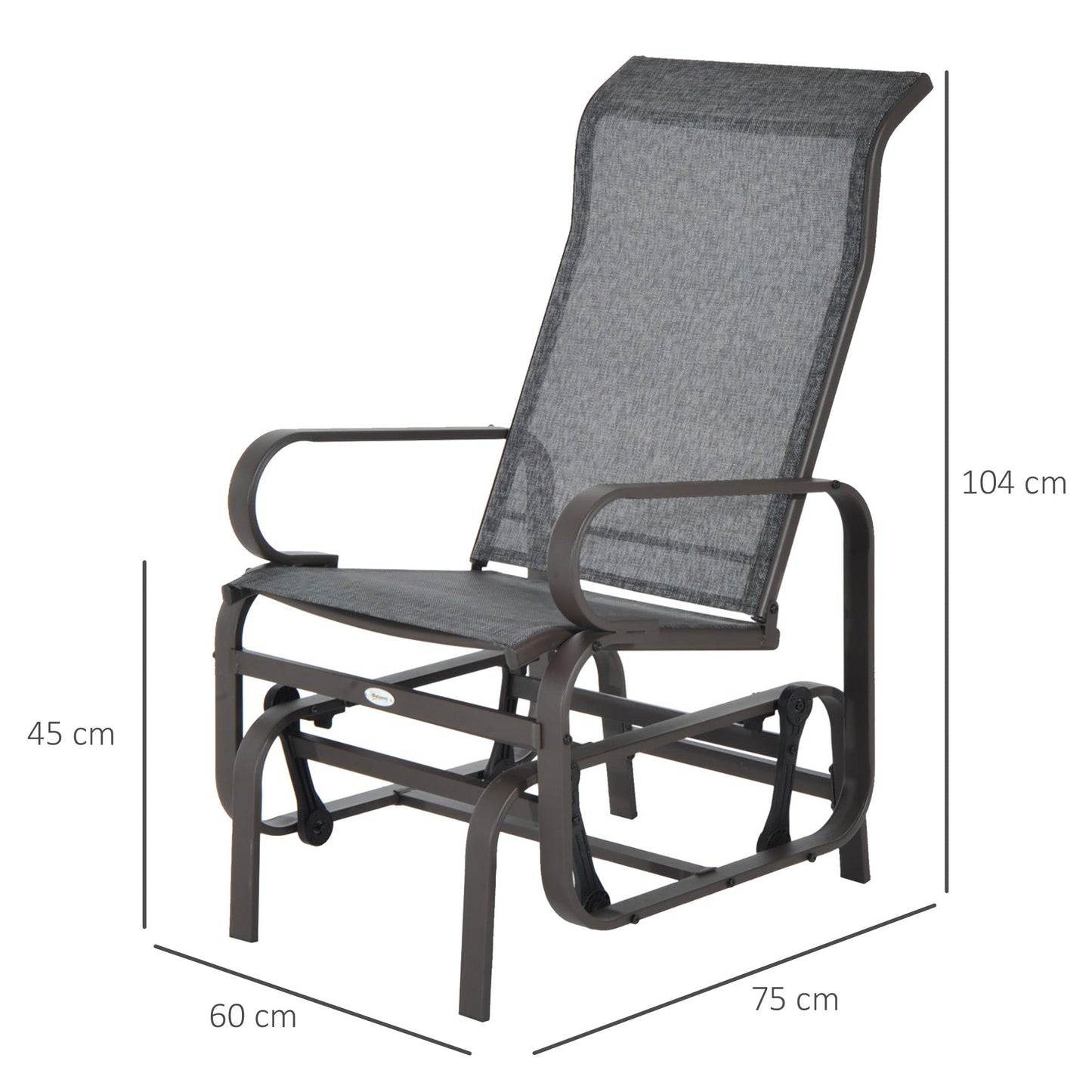 Outdoor Gliding Rocking Chair with Sturdy Metal Frame Garden Comfortable Swing Chair