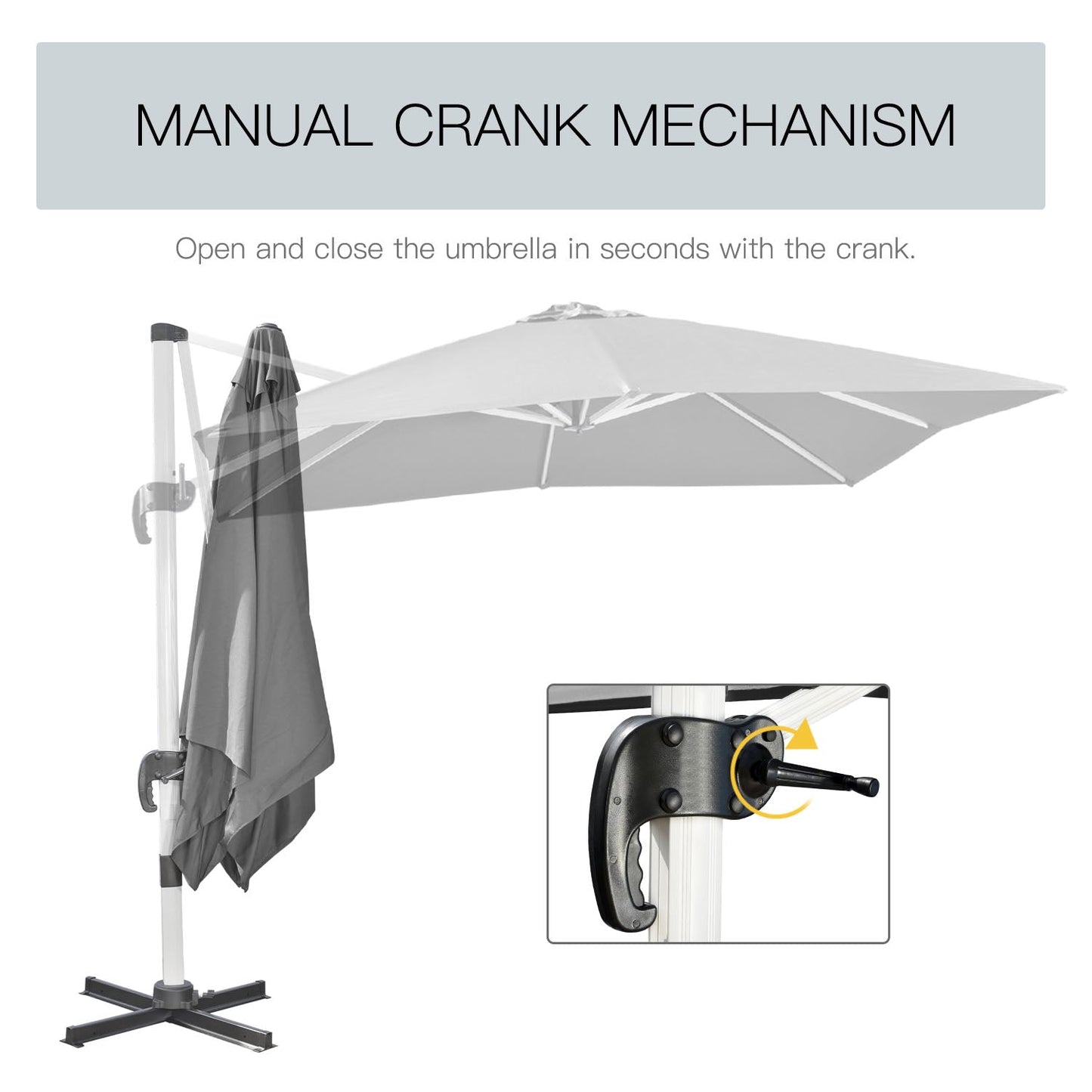 Outsunny 3m Square Cantilever Roma Parasol
