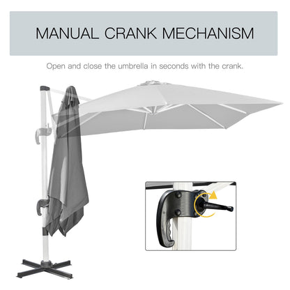 Outsunny 3m Square Cantilever Roma Parasol