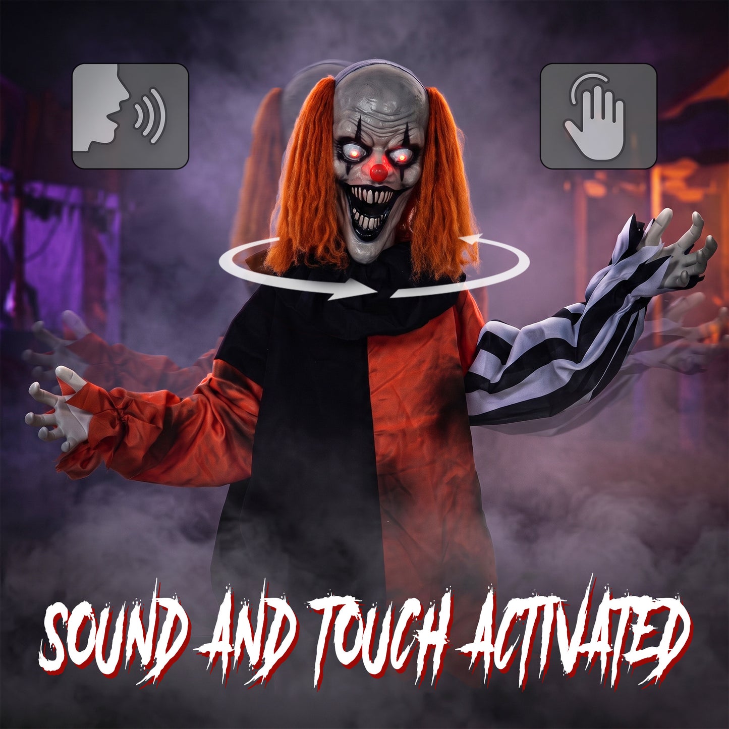 Animated Scary Clown Halloween Decoration - 85cm