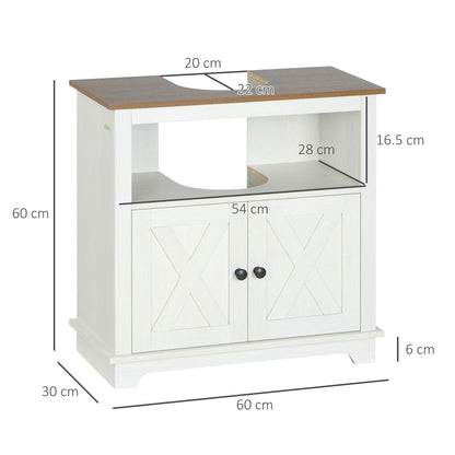 kleankin Under Sink Cabinet Bathroom Vanity Unit with Double Doors and Storage Shelves