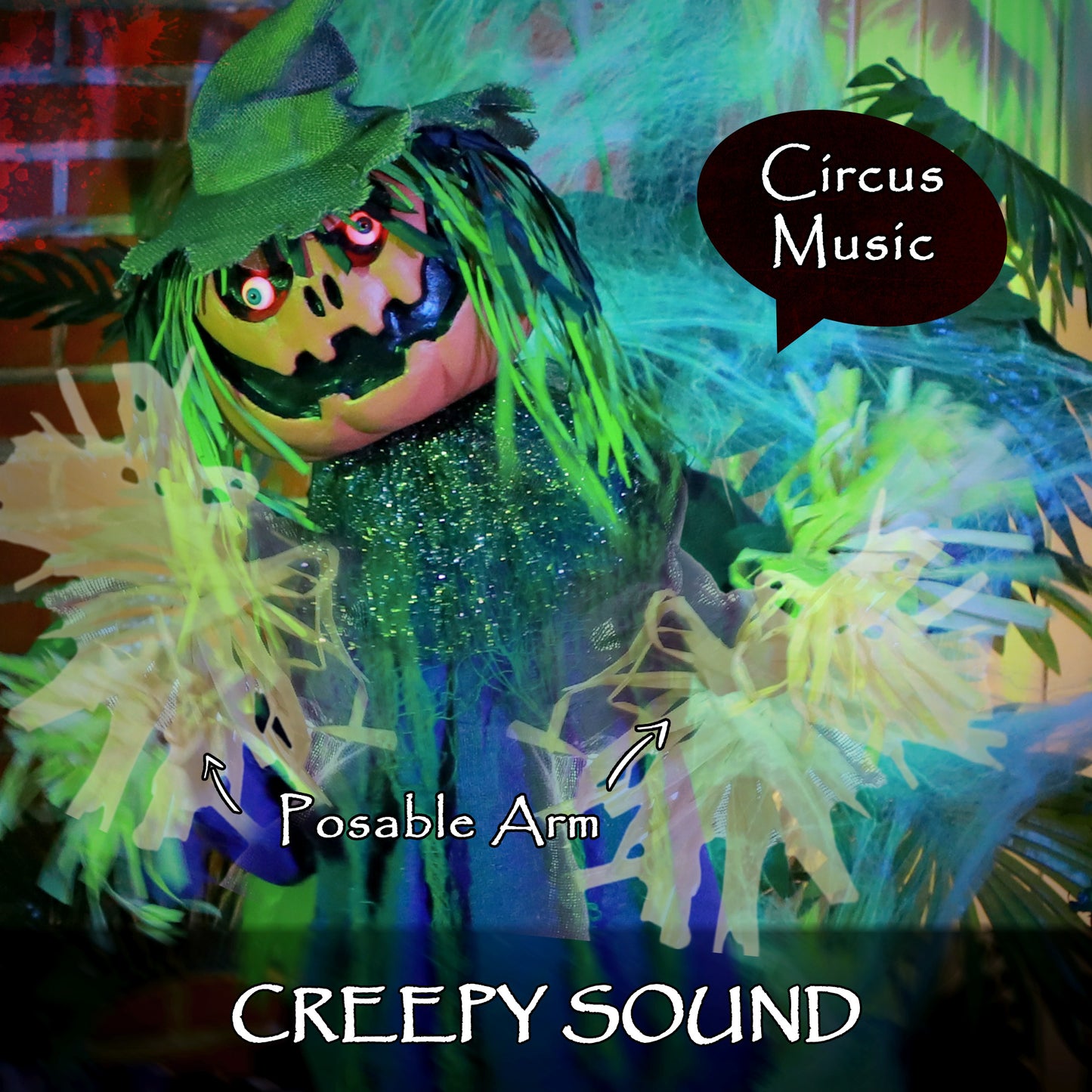 Animated Pumpkin Scarecrow Halloween Decoration - 114cm