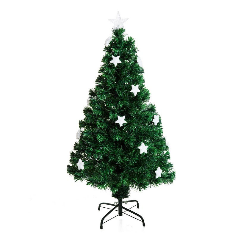 Homcom 4FT Prelit Artificial Christmas Tree Fibre Optic Star LED Light with LED Light for Indoor Party