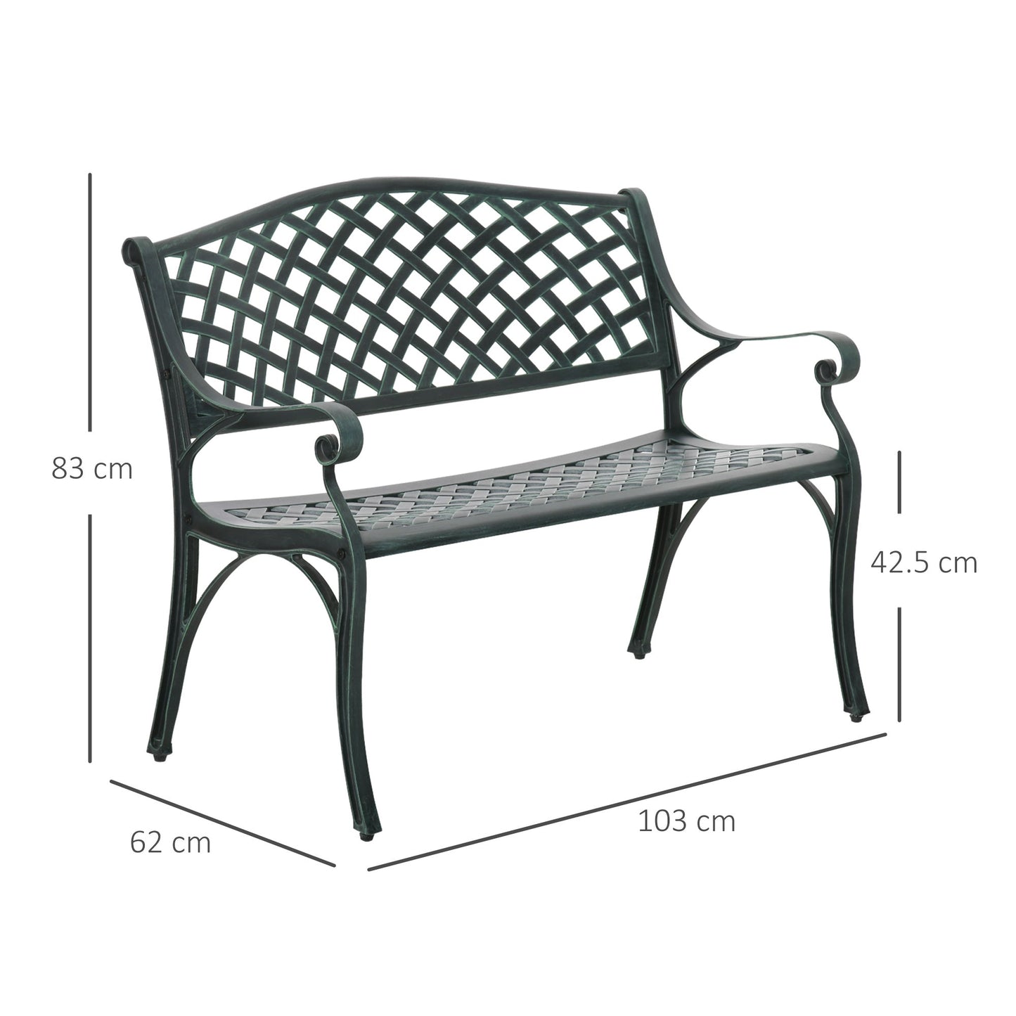 Cast Aluminium Garden Bench 2 Seater Antique Loveseat for Outdoor Patio Porch Park