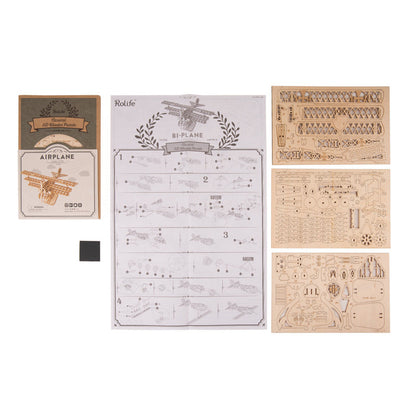 Airplane Bi-Plane TG301 3D Wooden Puzzle