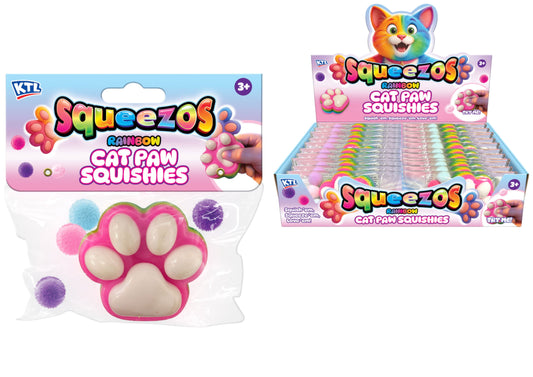 Squishy Rainbow Cat Paw With Bobbles