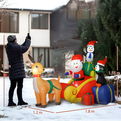 Santa Sleigh Inflatable Christmas Decoration - 180cm