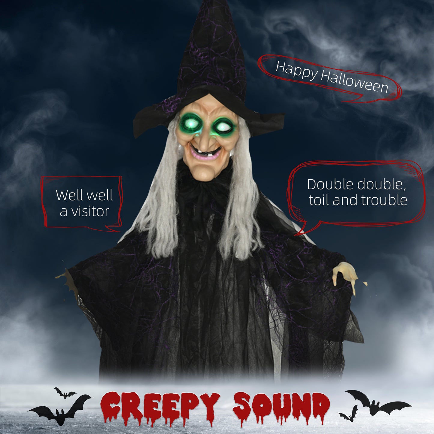 Animated Witch Halloween Decoration - 183cm