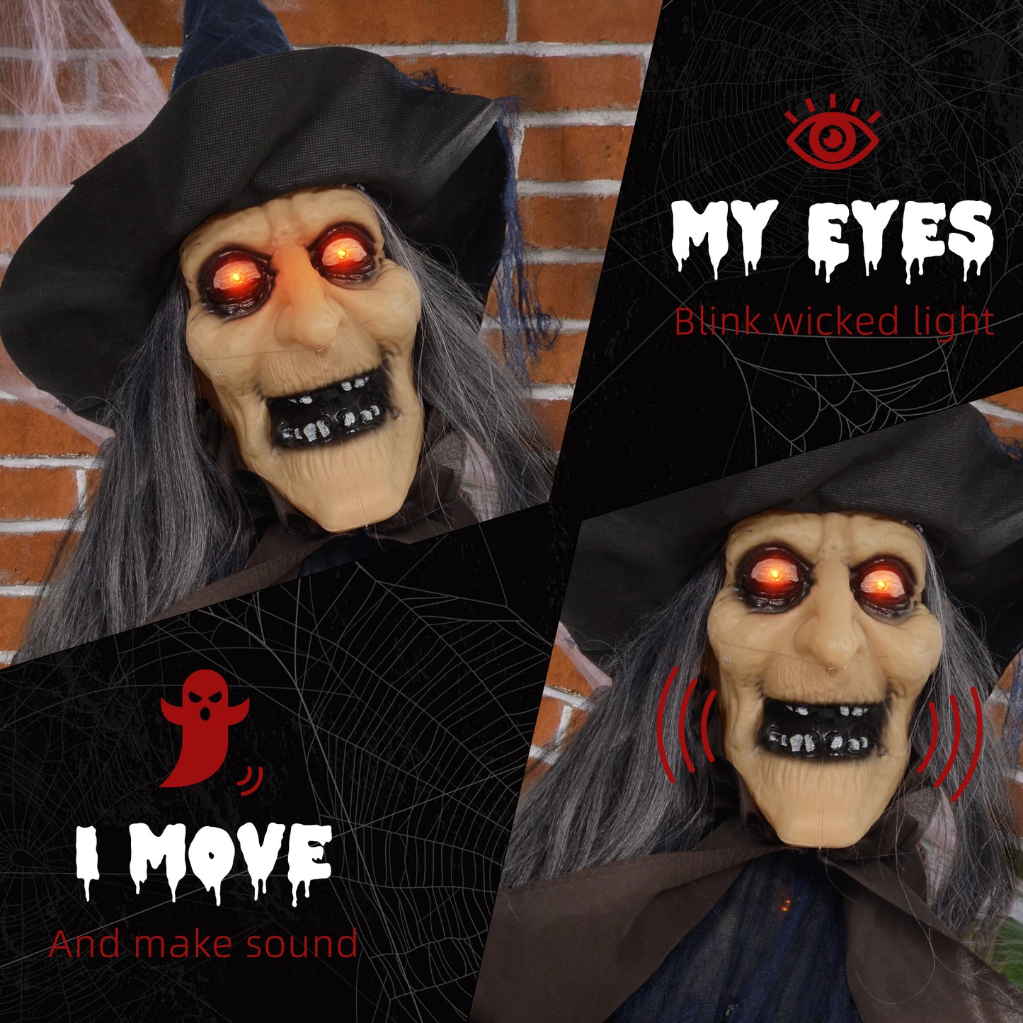 Animated Witch Halloween Decoration - 190cm