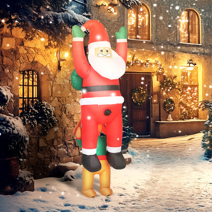 Santa And Dog Inflatable Christmas Decoration - 214cm