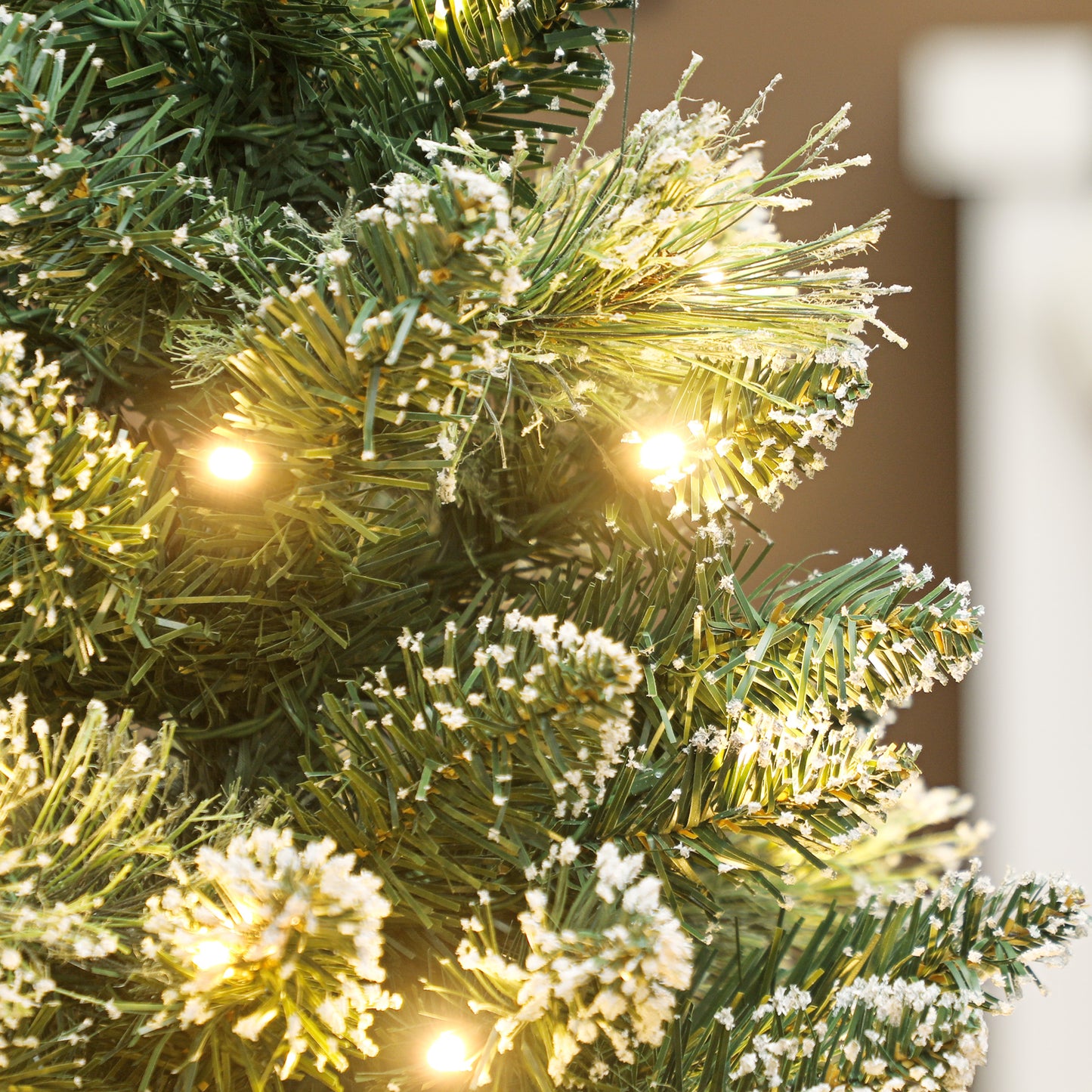 2ft Prelit Christmas Tree Artificial - White Frosted Green Ornament Warm White 64 Tips