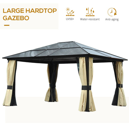 3.6 x 4m Hardtop Gazebo Canopy with Polycarbonate Roof and Aluminium Frame