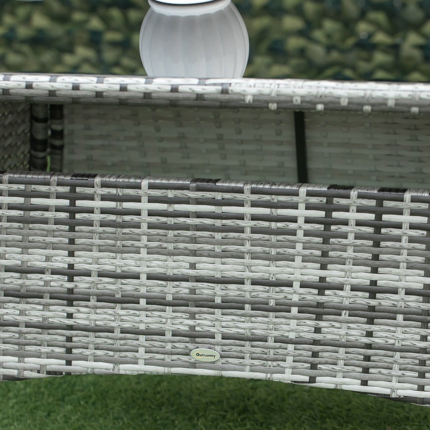 Rattan Garden Furniture Dining Set 6 Seater Patio Rectangular Table Cube Chairs Outdoor Fire Retardant Sponge Grey