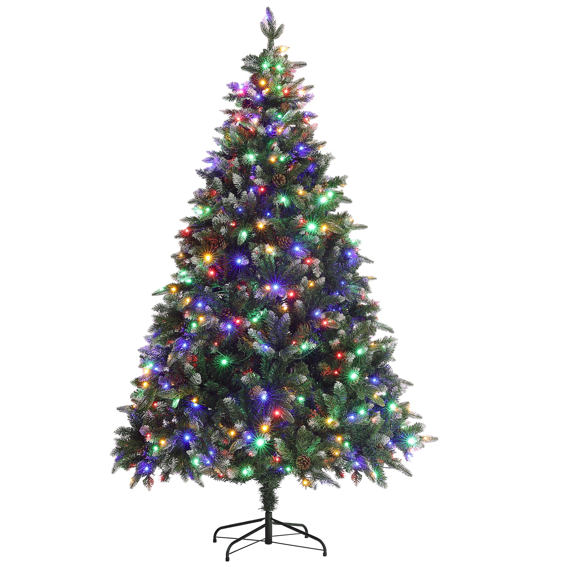 7ft Prelit Christmas Tree Artificial - White Frosted Green with LED Lights Multicoloured 1466 Tips Primary Image