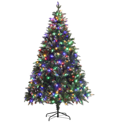 7ft Prelit Christmas Tree Artificial - White Frosted Green with LED Lights Multicoloured 1466 Tips Primary Image