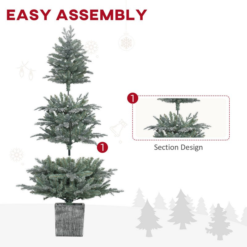 5ft Christmas Tree Artificial - White Frosted Green 1140 Tips