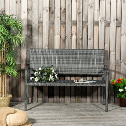 Patio Rattan 2 Seater Garden Bench Wicker Weave Love Seater Armchair Furniture Outdoor Garden Conservatory Chair Grey