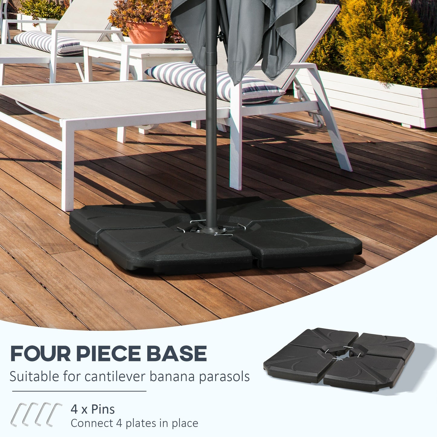Set of 4 Parasol Base Stand Weights for Banana Hanging Cantilever Umbrella