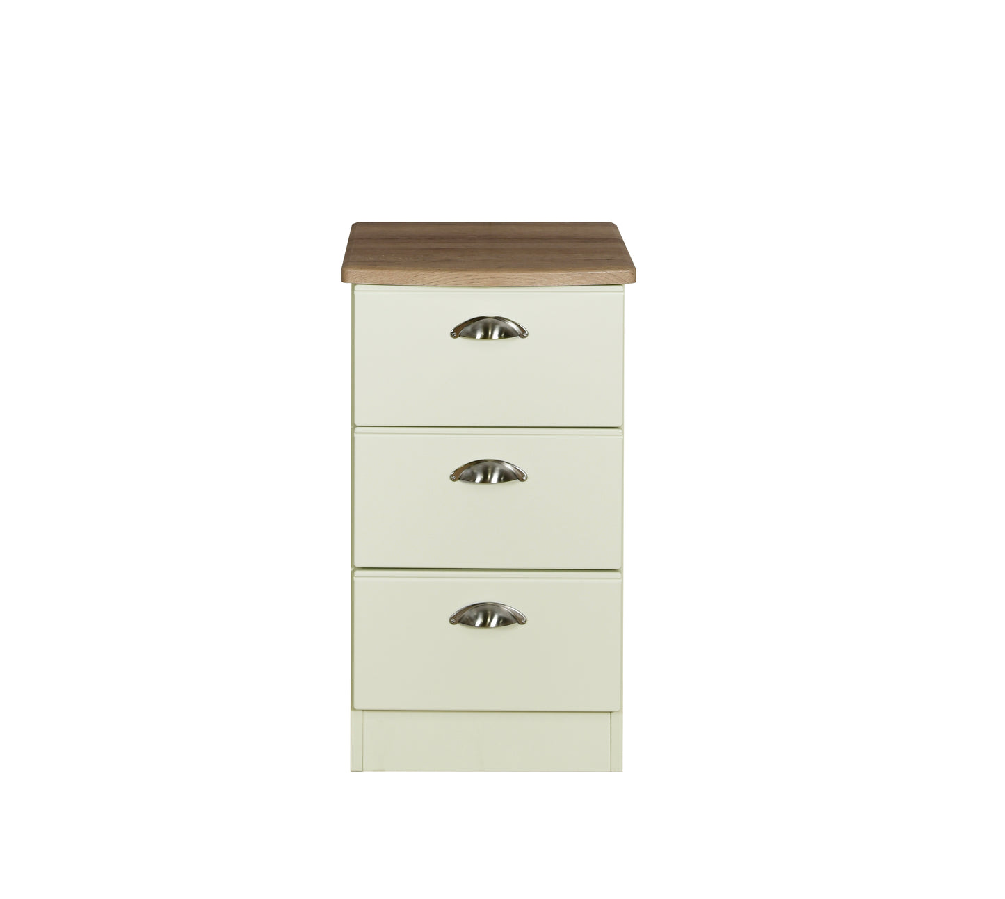 Victoria Bedside Table Cream & Light Oak 3 Drawers 40cm