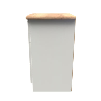 Victoria Bedside Table Cream & Light Oak 3 Drawers 40cm