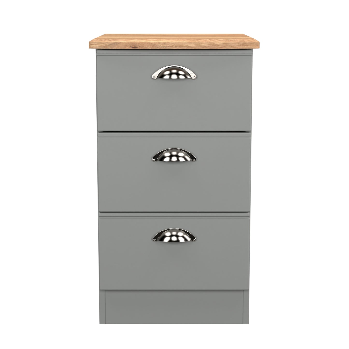 Victoria Bedside Table Grey & Light Oak 3 Drawers 40cm