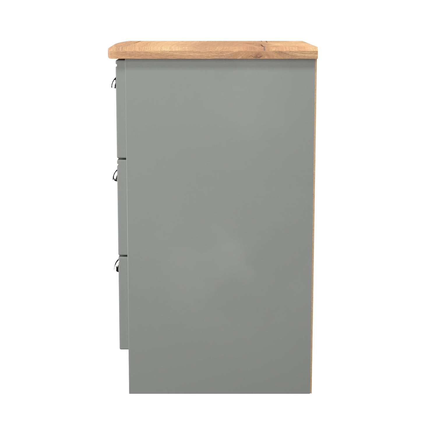 Victoria Bedside Table Grey & Light Oak 3 Drawers 40cm