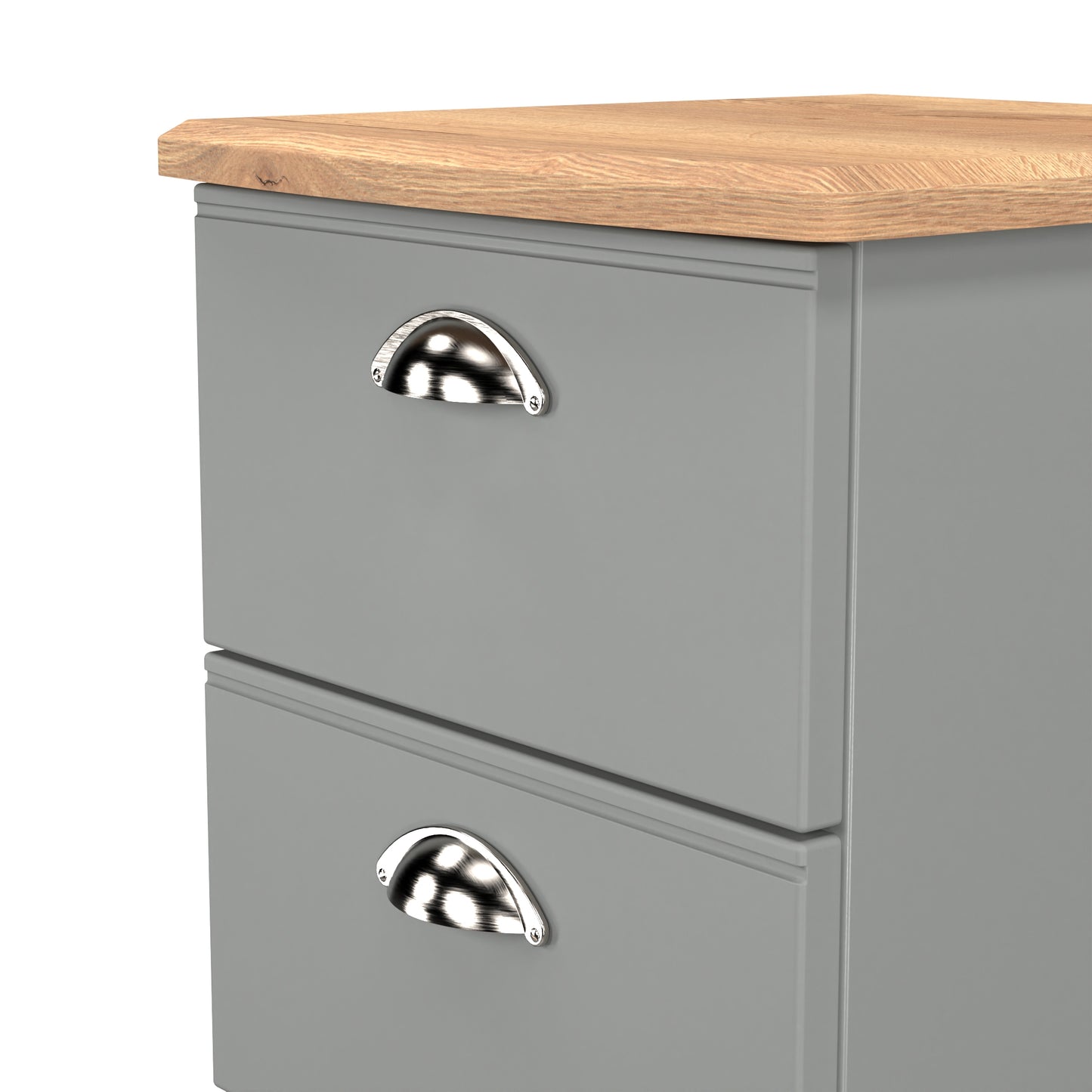 Victoria Bedside Table Grey & Light Oak 3 Drawers 40cm
