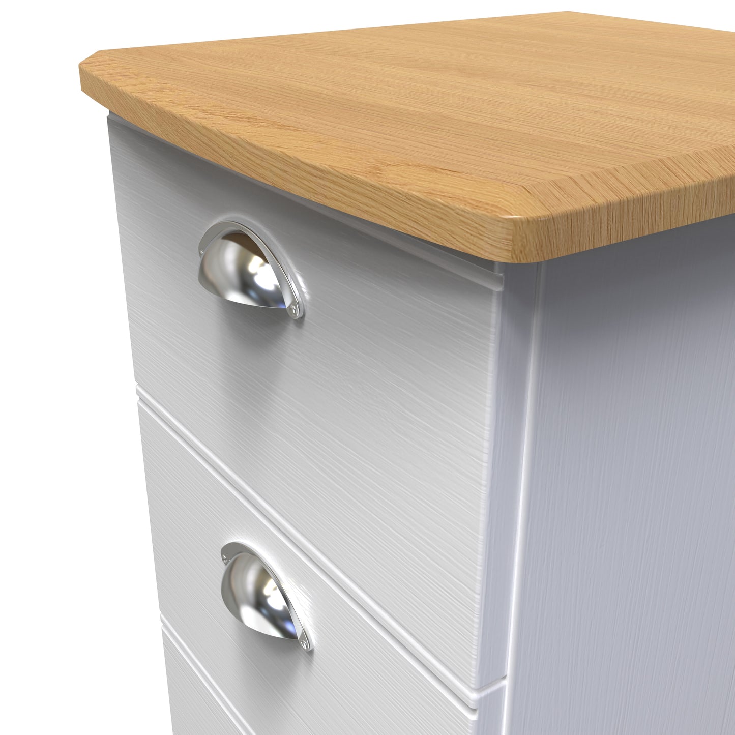Victoria Bedside Table White & Light Oak 3 Drawers 40cm