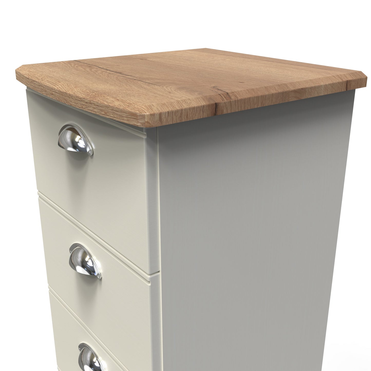 Victoria Tall Tallboy Cream & Light Oak 5 Drawers 40cm