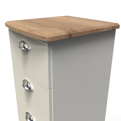 Victoria Tall Tallboy Cream & Light Oak 5 Drawers 40cm